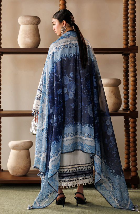 Baroque Embroidered Lawn Unstitched 3 Piece Suit - D-06 - BQ26LE - White - Eid Collection