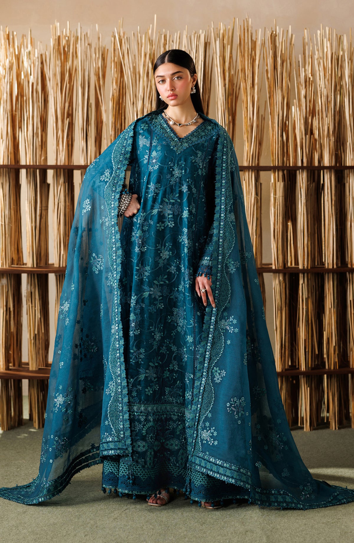 Baroque Embroidered Lawn Unstitched 3 Piece Suit - D-04 - BQ26LE - Blue - Eid Collection