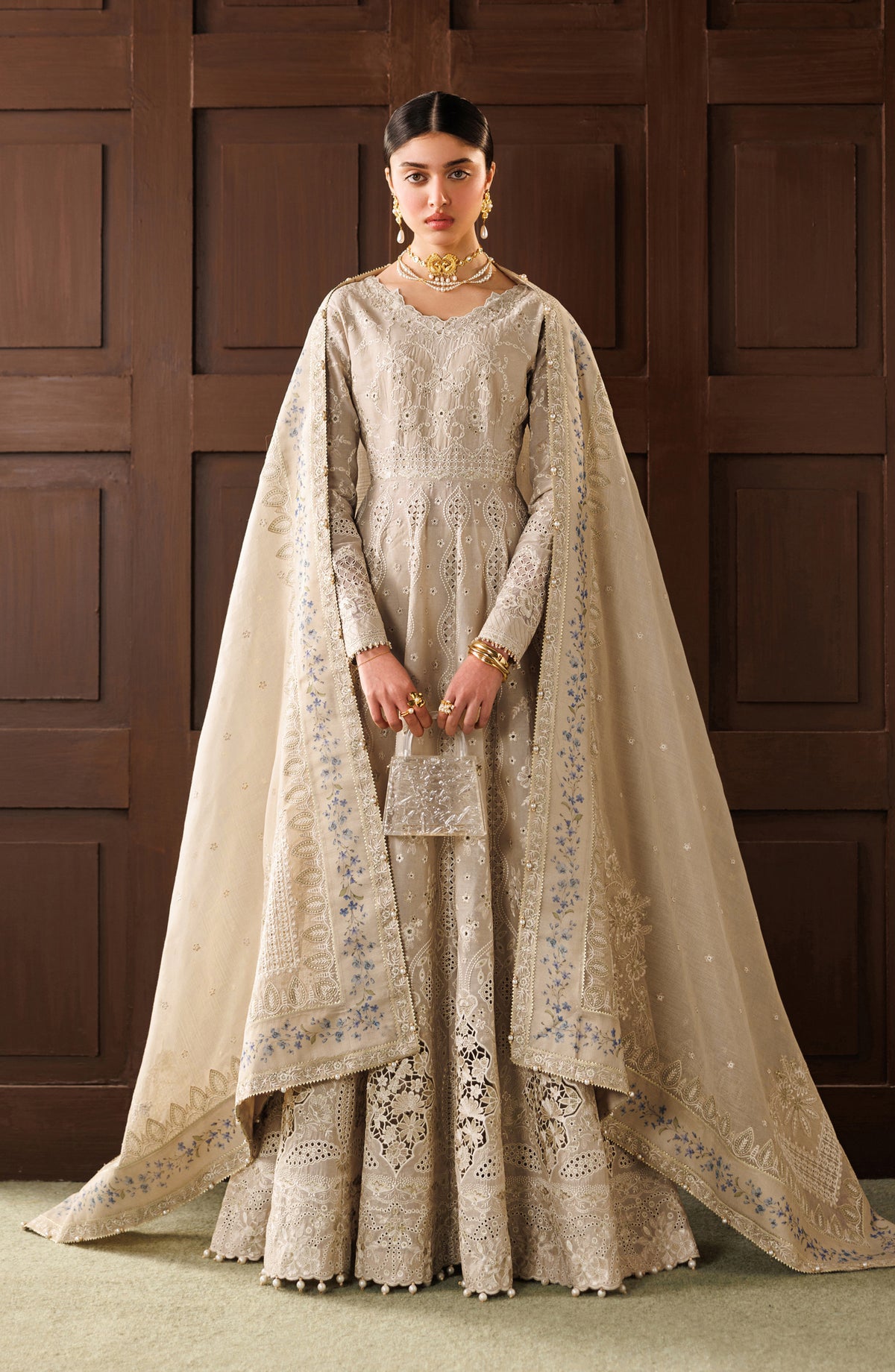 Baroque Embroidered Lawn Unstitched 3 Piece Suit - D-03 - BQ26LE - Fawn - Eid Collection