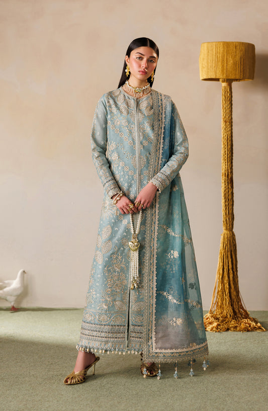 Baroque Embroidered Lawn Unstitched 3 Piece Suit - D-01 - BQ26LE - Blue - Eid Collection