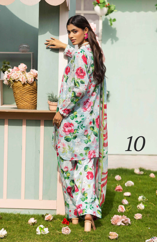 Basics by Mahay Digital Printed Lawn Unstitched 3 Piece Suit - Design-10 - AK25MHB - Multi - Summer Collection