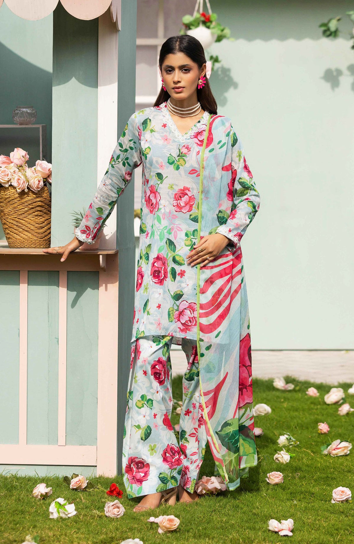 Basics by Mahay Digital Printed Lawn Unstitched 3 Piece Suit - Design-10 - AK25MHB - Multi - Summer Collection