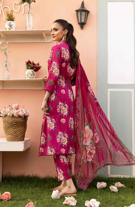 Basics by Mahay Digital Printed Lawn Unstitched 3 Piece Suit - Design-06 - AK25MHB - Pink - Summer Collection