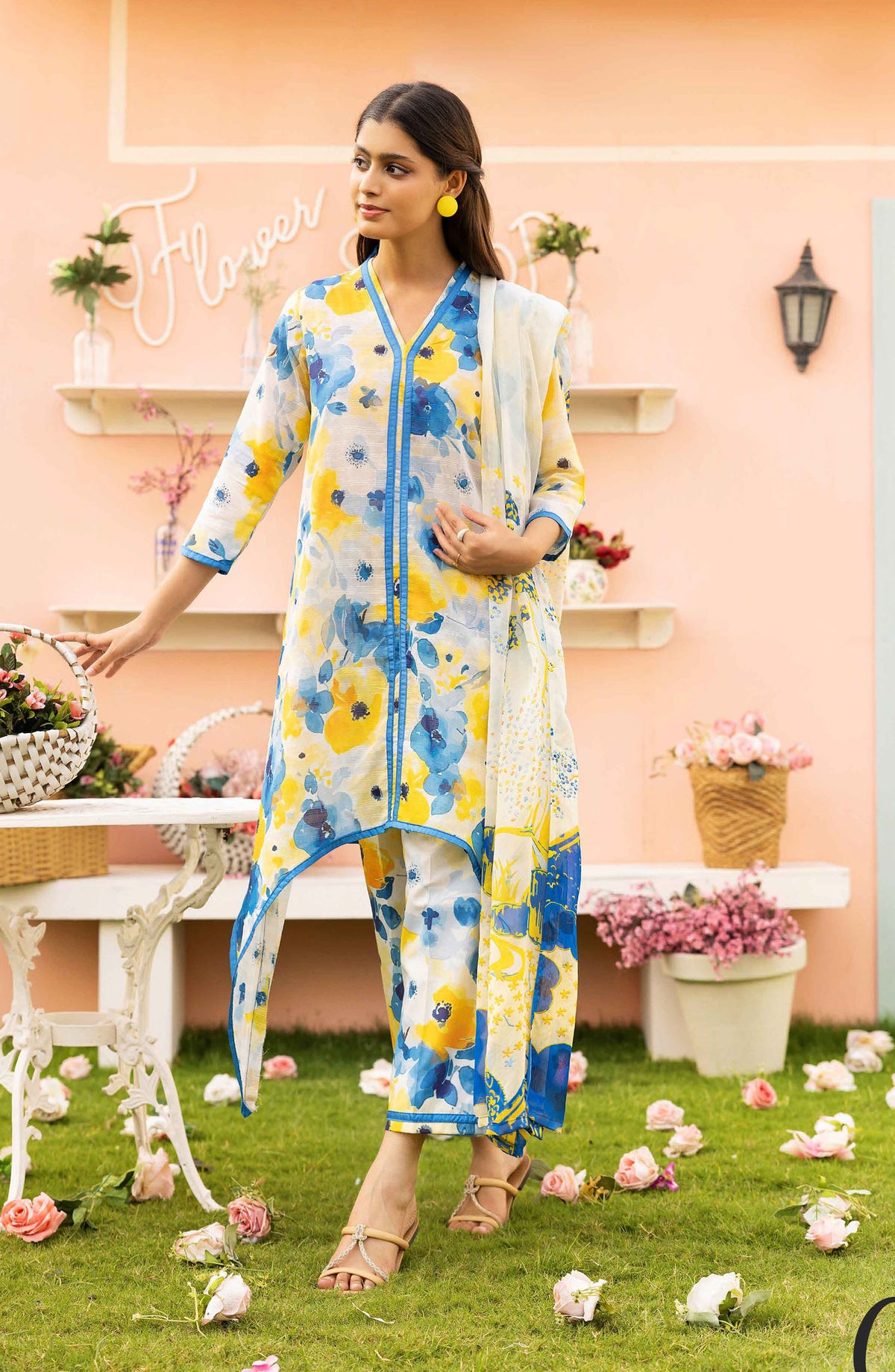 Basics by Mahay Digital Printed Lawn Unstitched 3 Piece Suit - Design-05 - AK25MHB - Blue - Summer Collection