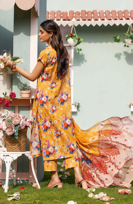Basics by Mahay Digital Printed Lawn Unstitched 3 Piece Suit - Design-04 - AK25MHB - Yellow - Summer Collection