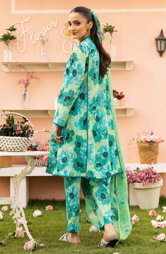 Basics by Mahay Digital Printed Lawn Unstitched 3 Piece Suit - Design-02 - AK25MHB - Green - Summer Collection