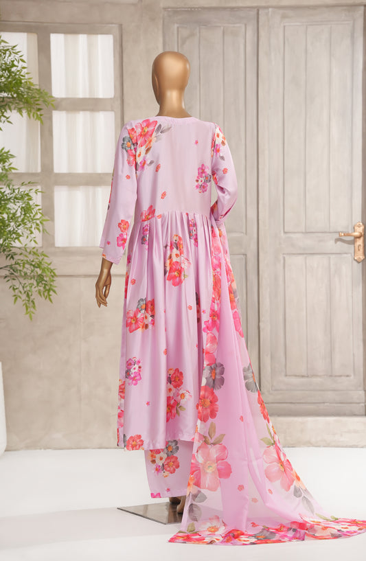 Batari Charmeous by Amna Khadija Printed Poly Charmeous Silk Stitched 3 Piece Suit - BCM-02 - AM25BAT - Pink - Casual Collection