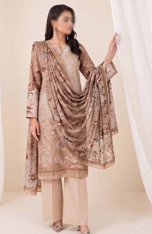 Batik by Al Karim Embroidered Lawn Unstitched 3 Piece Suit - D-07 - AK26BTK - Rust - Summer Collection