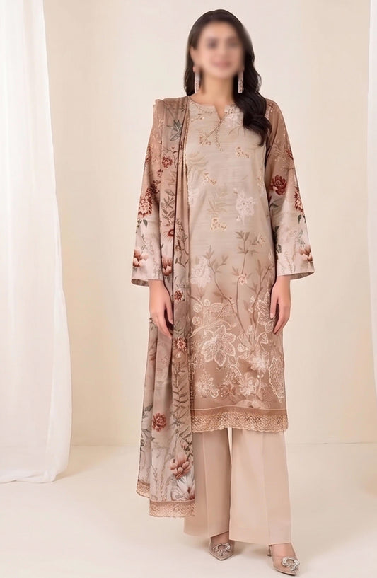 Batik by Al Karim Embroidered Lawn Unstitched 3 Piece Suit - D-07 - AK26BTK - Rust - Summer Collection