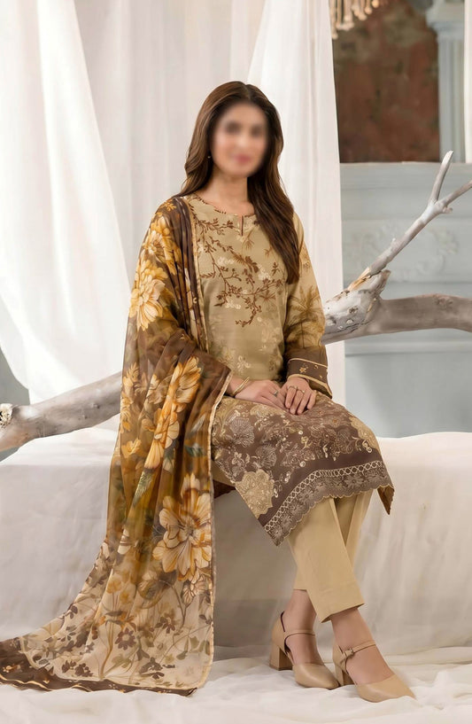 Batik by Al Karim Embroidered Lawn Unstitched 3 Piece Suit - D-04 - AK26BTK - Yellow - Summer Collection