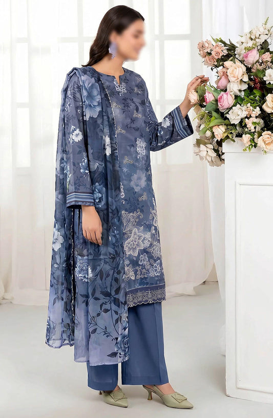 Batik by Al Karim Embroidered Lawn Unstitched 3 Piece Suit - D-01 - AK26BTK - Blue - Summer Collection