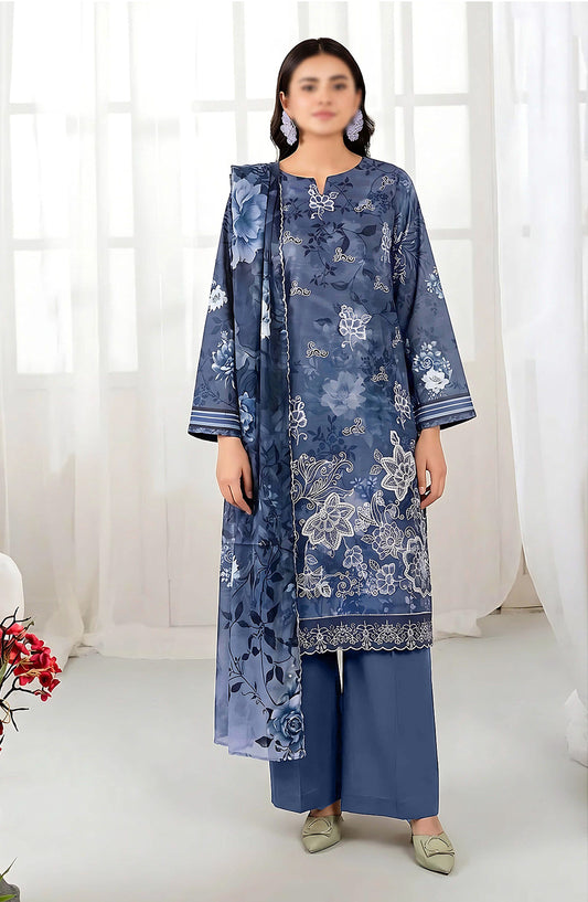 Batik by Al Karim Embroidered Lawn Unstitched 3 Piece Suit - D-01 - AK26BTK - Blue - Summer Collection