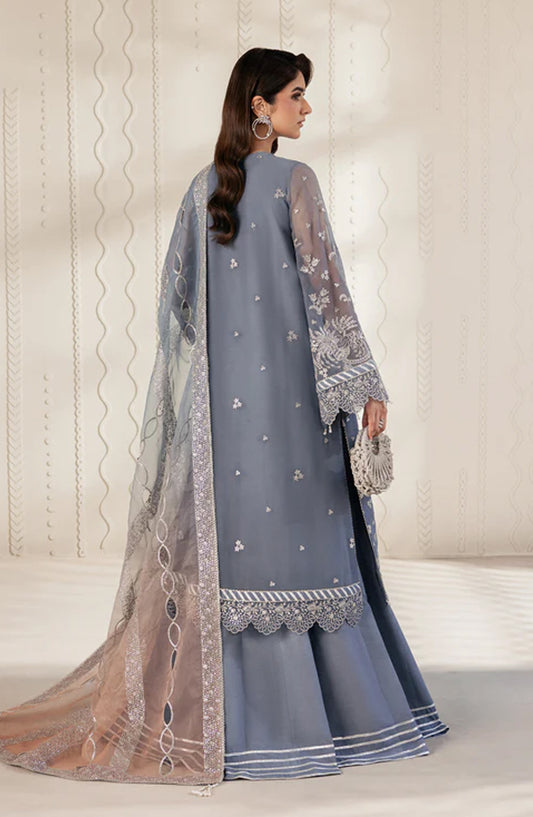 Bayaan by Zarif Embroidered Chiffon Unstitched 3 Piece Suit - 05 Nilmah - ZRF26BYN - Sky Blue - Festive Collection