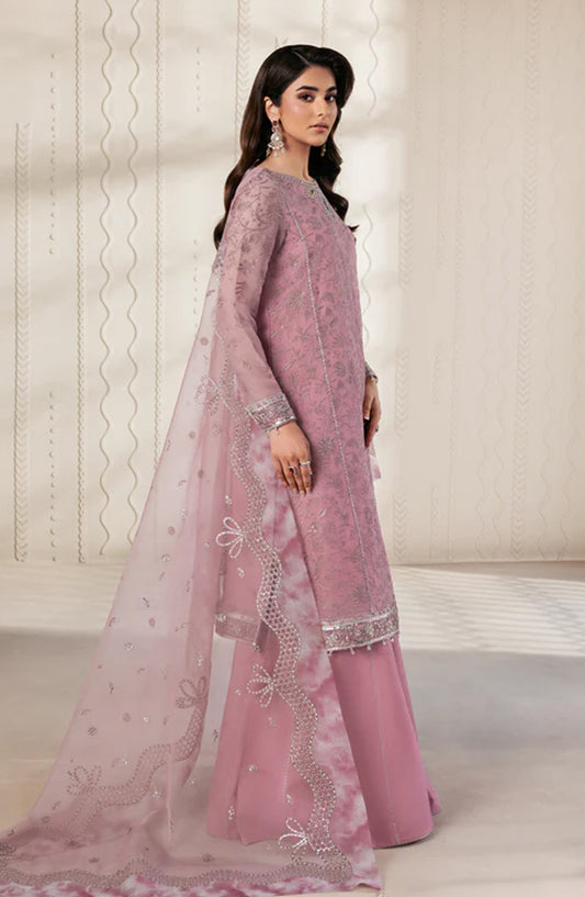 Bayaan by Zarif Embroidered Chiffon Unstitched 3 Piece Suit - 03 Siyaan - ZRF26BYN - Pink - Festive Collection