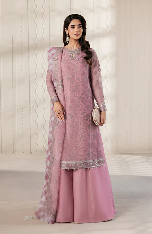Bayaan by Zarif Embroidered Chiffon Unstitched 3 Piece Suit - 03 Siyaan - ZRF26BYN - Pink - Festive Collection
