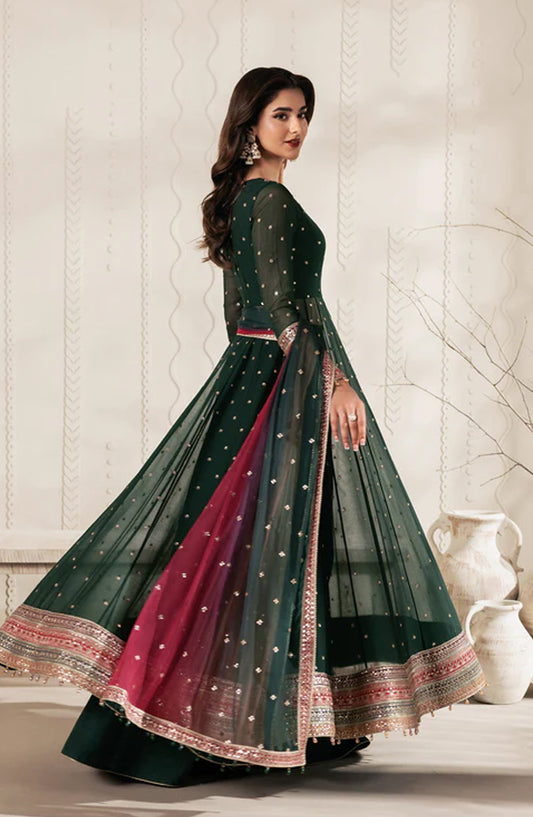 Bayaan by Zarif Embroidered Chiffon Unstitched 3 Piece Suit - 01 Alva - ZRF26BYN - Green - Festive Collection