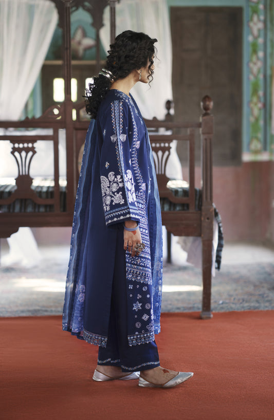 Before Sunset by Casual Lite Embroidered Cotton Lawn Stitched 3 Piece Suit - Azure Bloom - CL26BSNT - Blue - Summer Collection