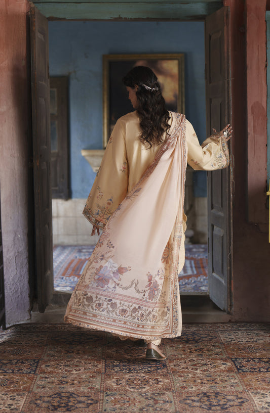 Before Sunset by Casual Lite Embroidered Cotton Lawn Stitched 3 Piece Suit - Golden Blossom - CL26BSNT - Fawn - Summer Collection