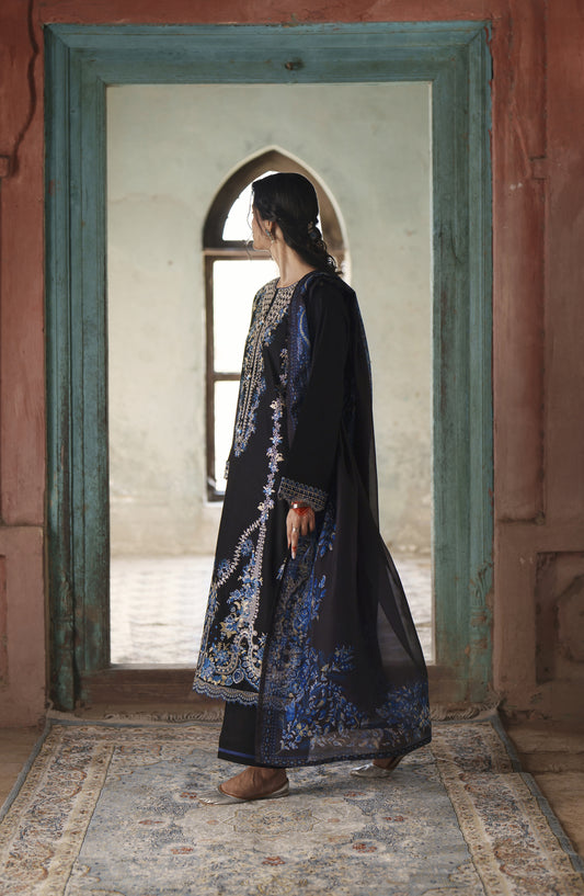 Before Sunset by Casual Lite Embroidered Cotton Lawn Stitched 3 Piece Suit - Midnight Royalty - CL26BSNT - Blue - Summer Collection