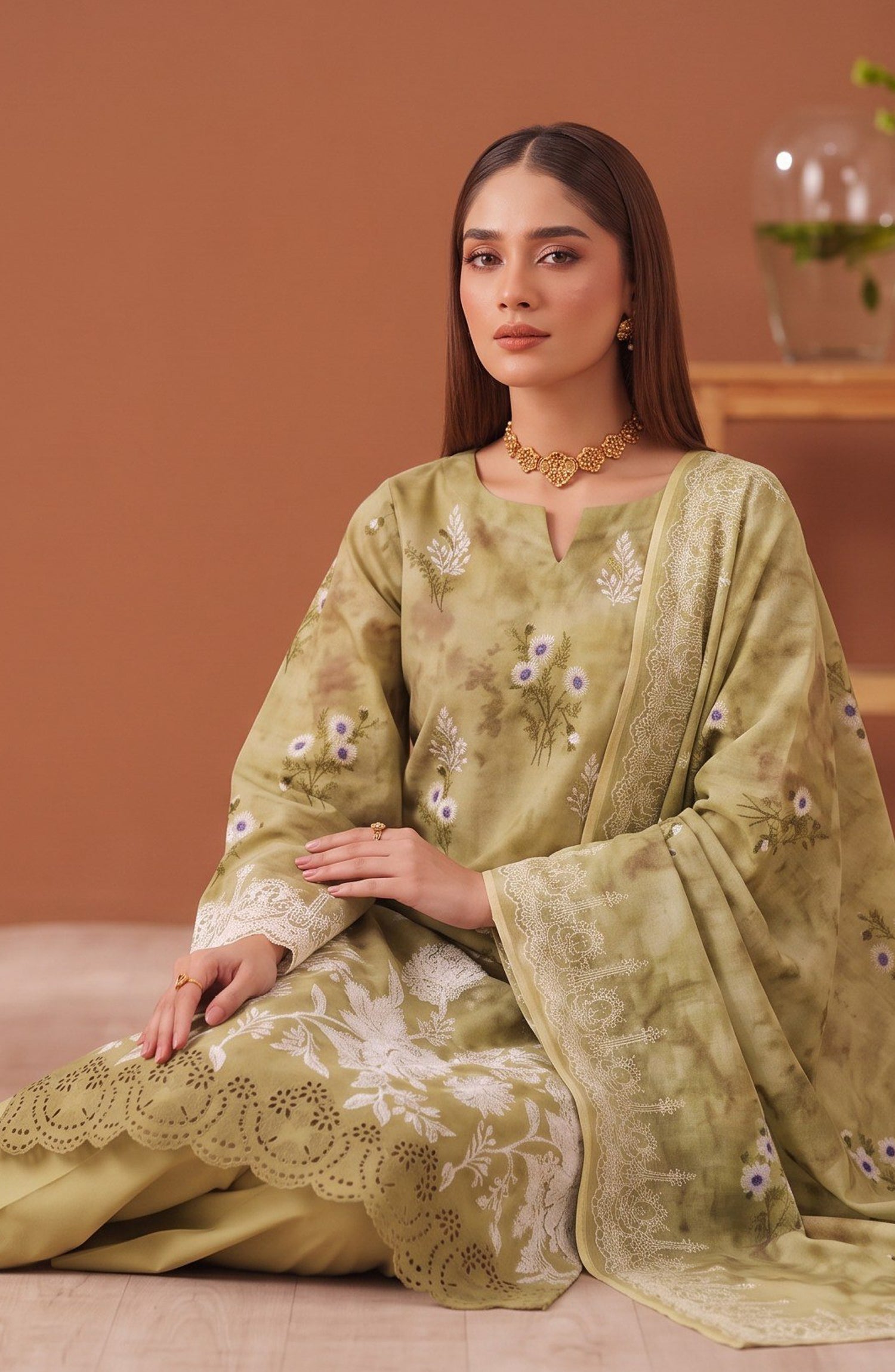 Bella by Amna Khadija Embroidered Viscose Unstitched 3 Piece Suit - D-02 - AM26BEL - Green - Winter Collection