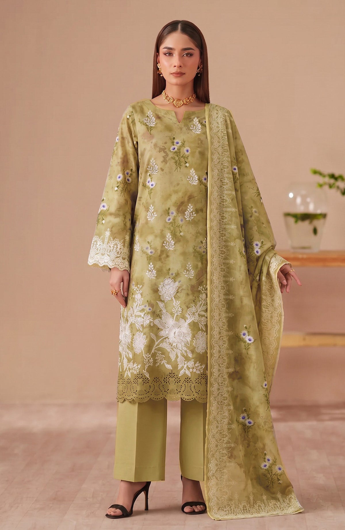 Bella by Amna Khadija Embroidered Viscose Unstitched 3 Piece Suit - D-02 - AM26BEL - Green - Winter Collection