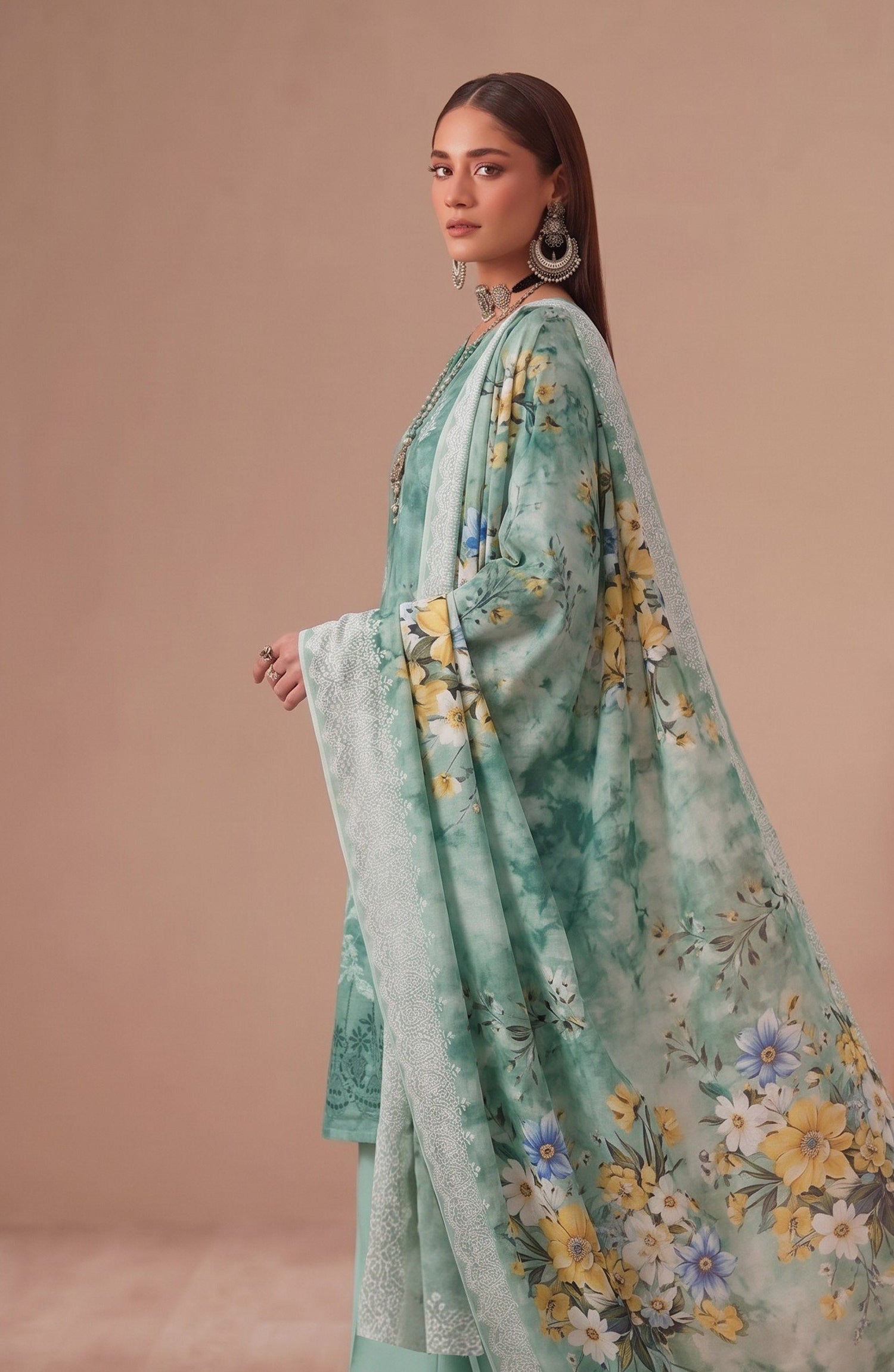 Bella by Amna Khadija Embroidered Viscose Unstitched 3 Piece Suit - D-03 - AM26BEL - Sea Green - Winter Collection