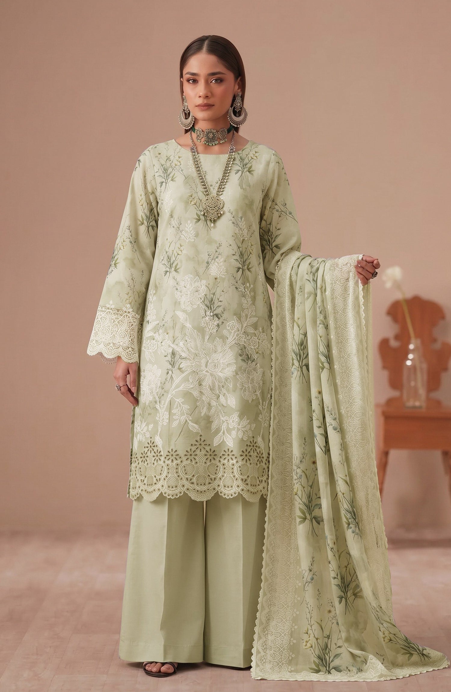Bella by Amna Khadija Embroidered Viscose Unstitched 3 Piece Suit - D-06 - AM26BEL - Green - Winter Collection