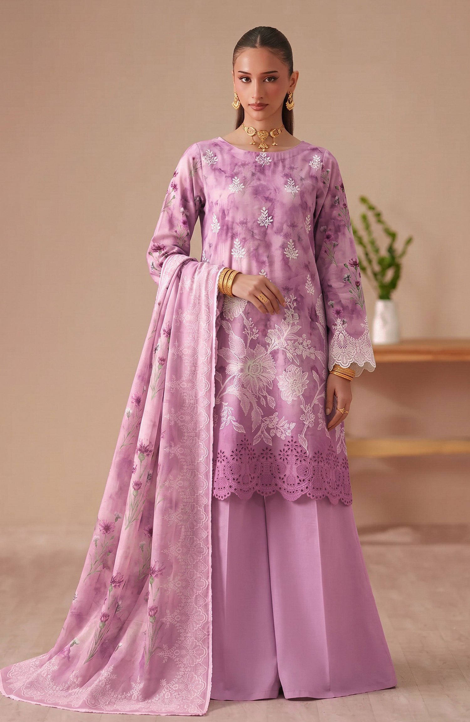 Bella by Amna Khadija Embroidered Viscose Unstitched 3 Piece Suit - D-07 - AM26BEL - Pink - Winter Collection