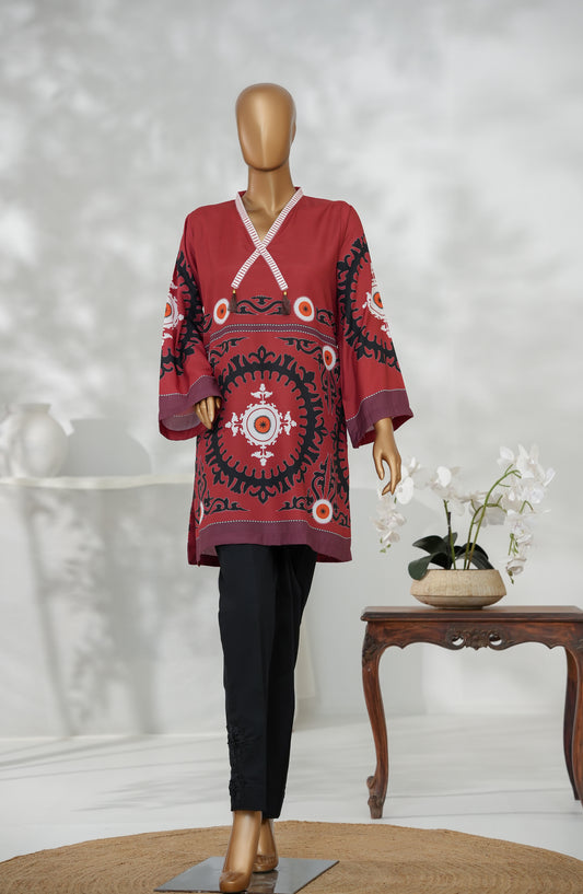 Beyond Basics by Amna Khadija Premium Digital Printed Poly Swiss Stitched Shirt - BB-01 - AM25BYND - Red - Summer Collection