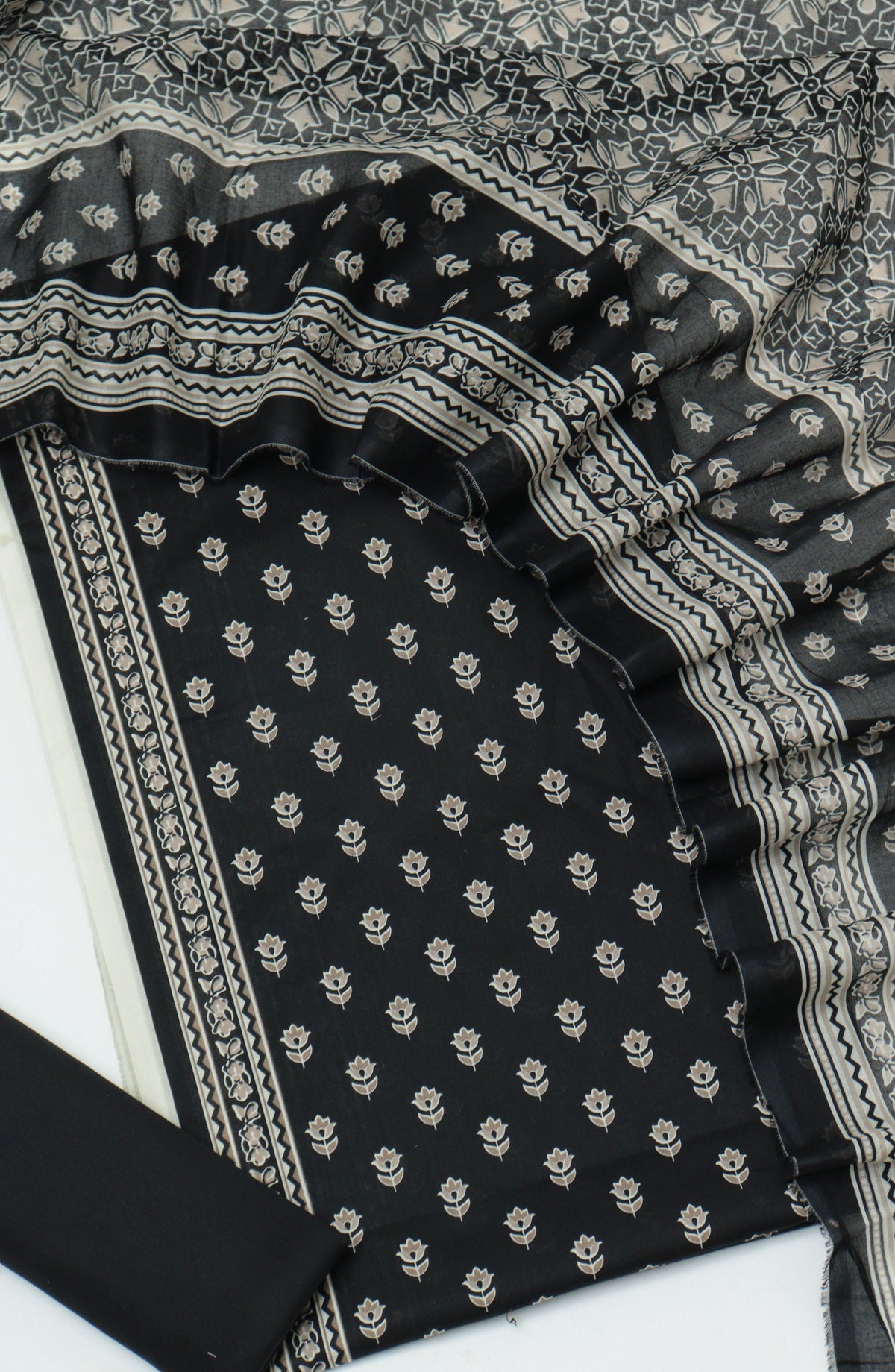 Bin Saeed Printed Cambric Unstitched 3 Piece Suit - D-01 - BS26CMP - Black - Winter Collection