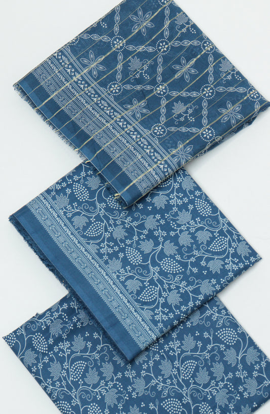 Bin Saeed Printed Cambric Unstitched 3 Piece Suit - D-03 - BS26CMP - Blue - Winter Collection