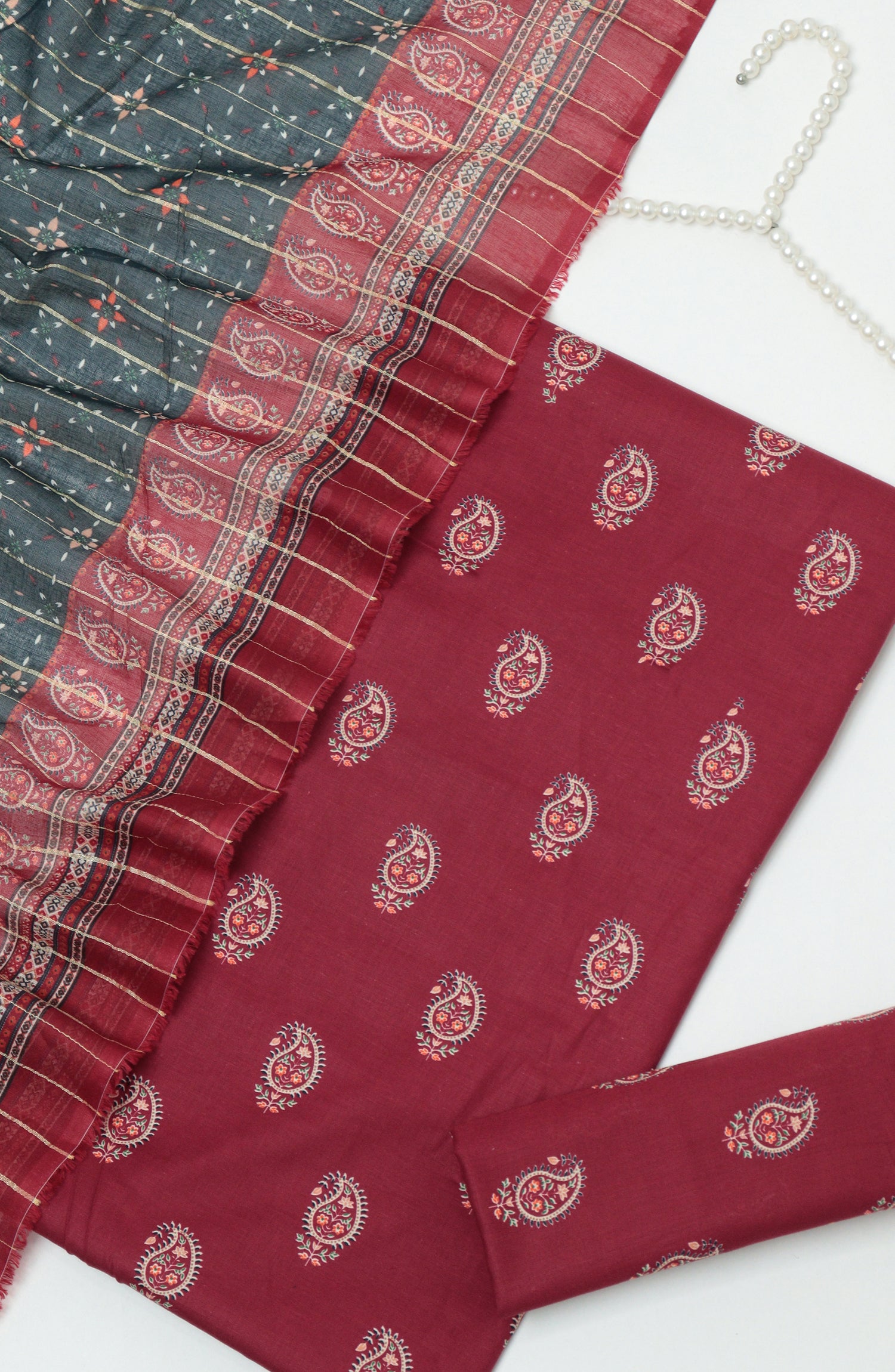 Bin Saeed Printed Cambric Unstitched 3 Piece Suit - D-04 - BS26CMP - Red - Winter Collection