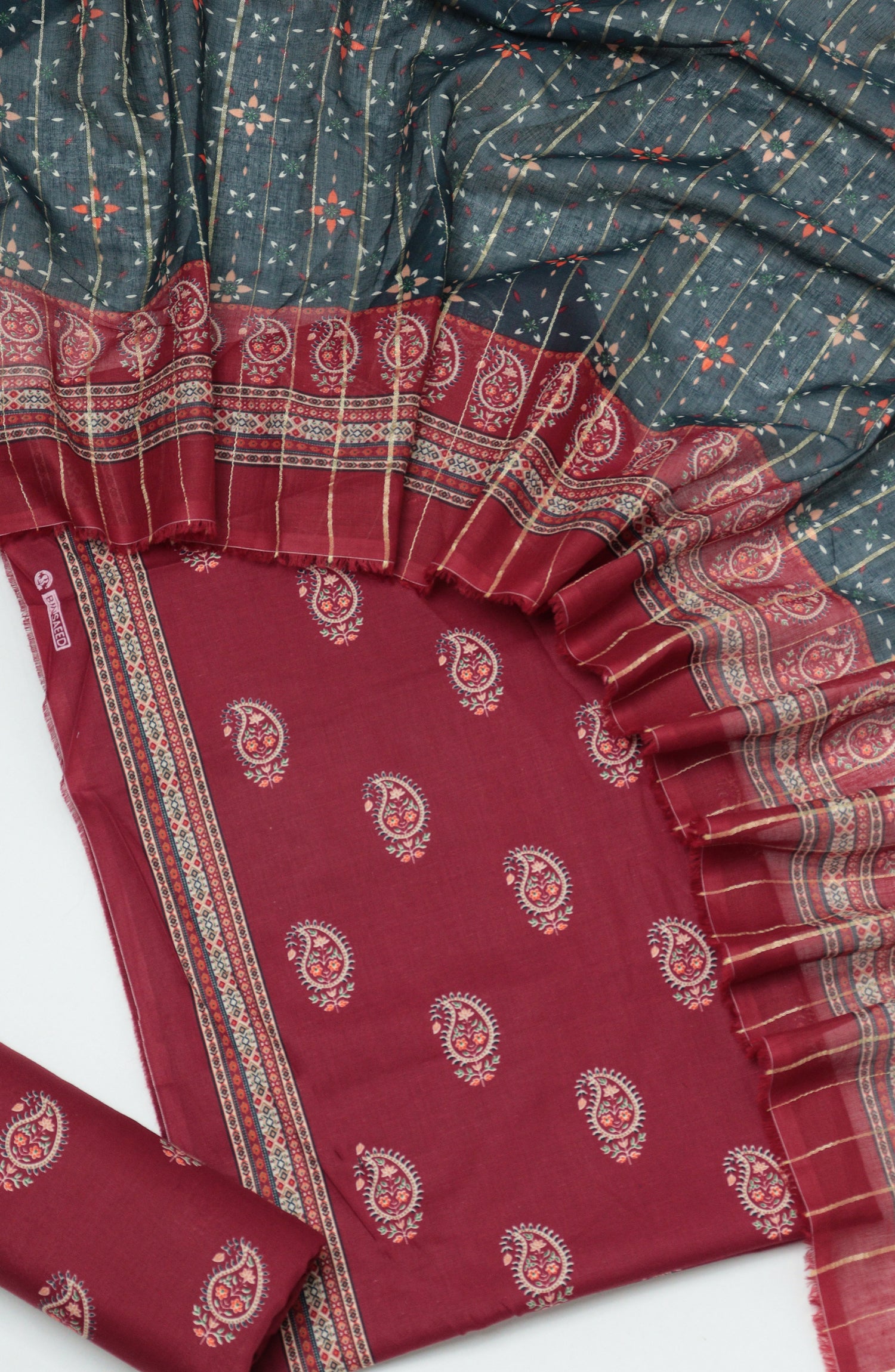 Bin Saeed Printed Cambric Unstitched 3 Piece Suit - D-04 - BS26CMP - Red - Winter Collection