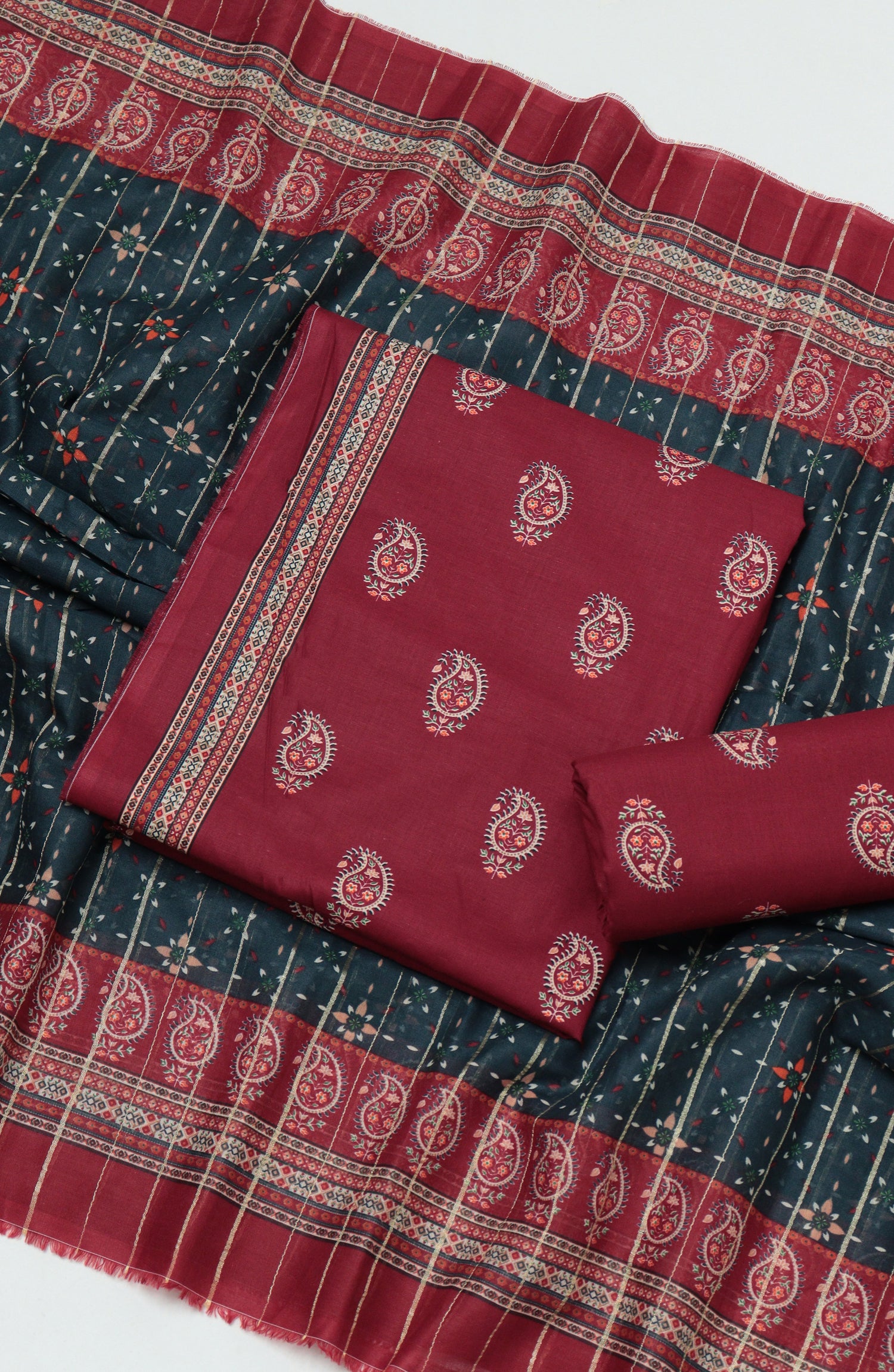Bin Saeed Printed Cambric Unstitched 3 Piece Suit - D-04 - BS26CMP - Red - Winter Collection