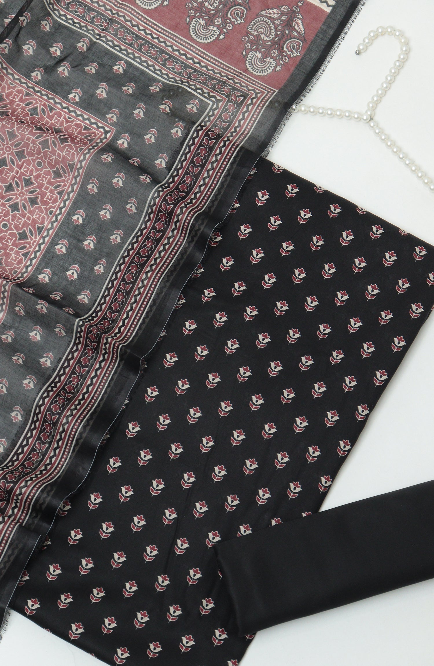 Bin Saeed Printed Cambric Unstitched 3 Piece Suit - D-09 - BS26CMP - Black - Winter Collection