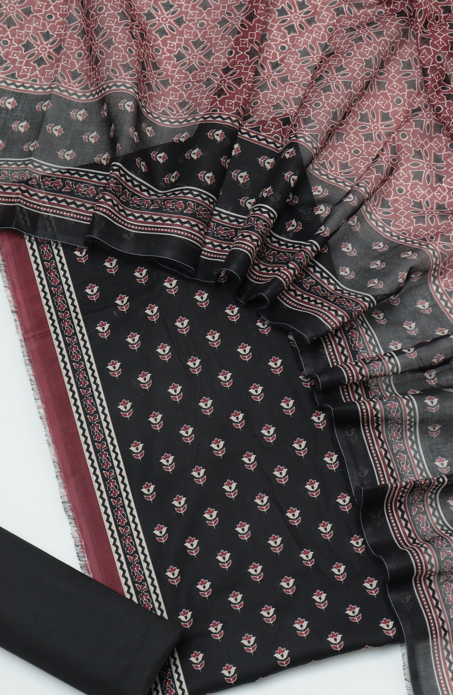 Bin Saeed Printed Cambric Unstitched 3 Piece Suit - D-09 - BS26CMP - Black - Winter Collection