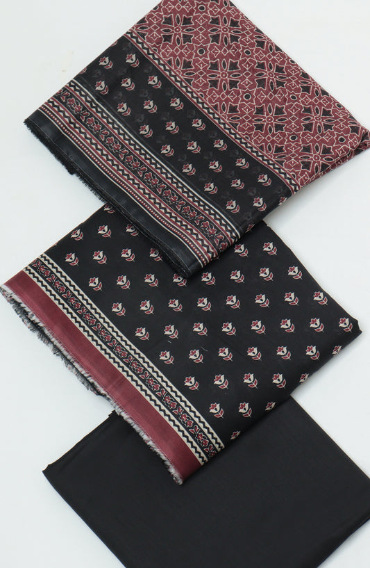 Bin Saeed Printed Cambric Unstitched 3 Piece Suit - D-09 - BS26CMP - Black - Winter Collection