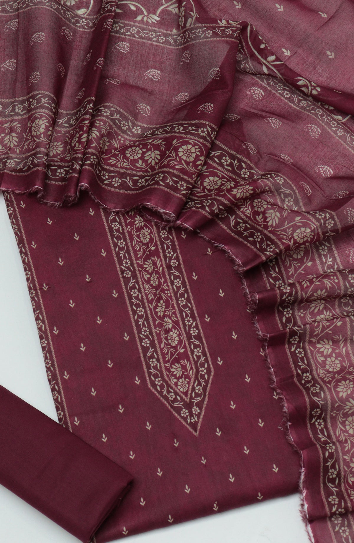 Bin Saeed Printed Cambric Unstitched 3 Piece Suit - D-11 - BS26CMP - Maroon - Winter Collection