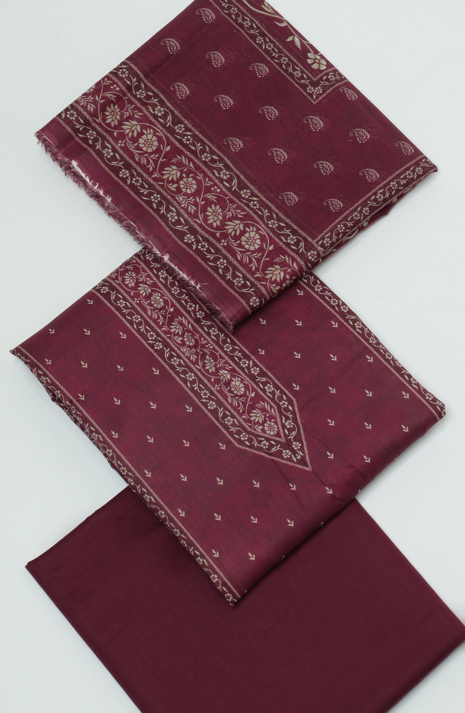 Bin Saeed Printed Cambric Unstitched 3 Piece Suit - D-11 - BS26CMP - Maroon - Winter Collection