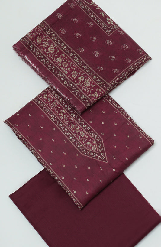 Bin Saeed Printed Cambric Unstitched 3 Piece Suit - D-11 - BS26CMP - Maroon - Winter Collection