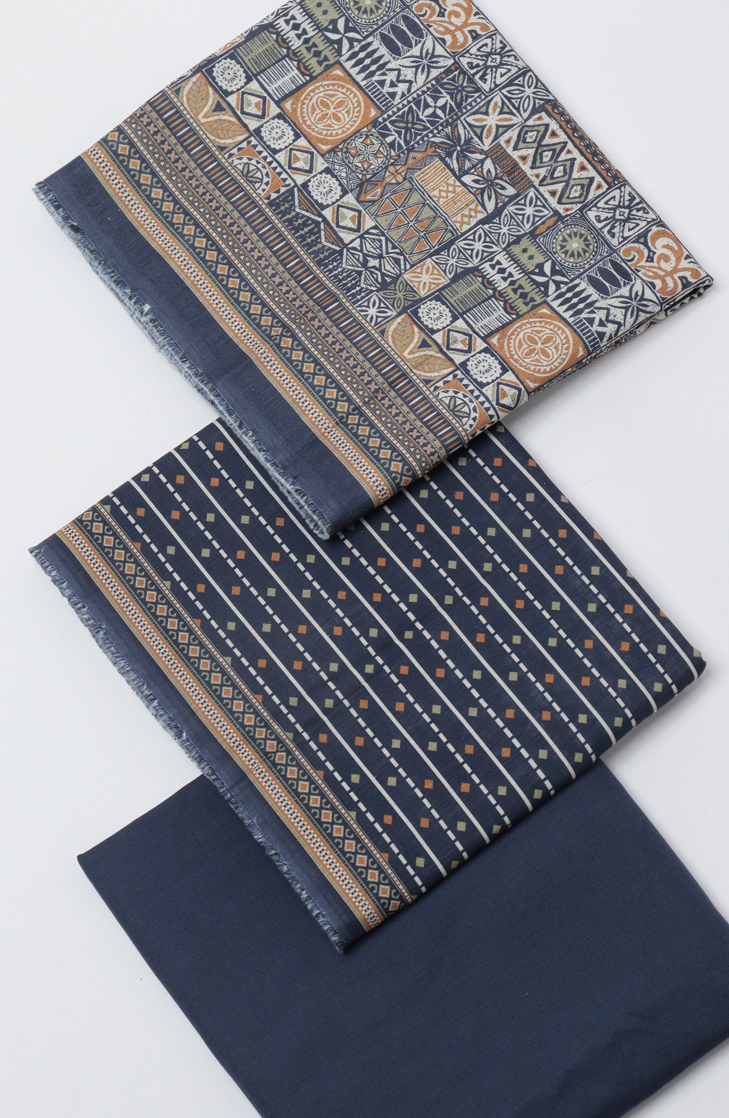 Bin Saeed Printed Khaddar Unstitched 3 Piece Suit - D-04 - BS26KTR - Blue - Winter Collection
