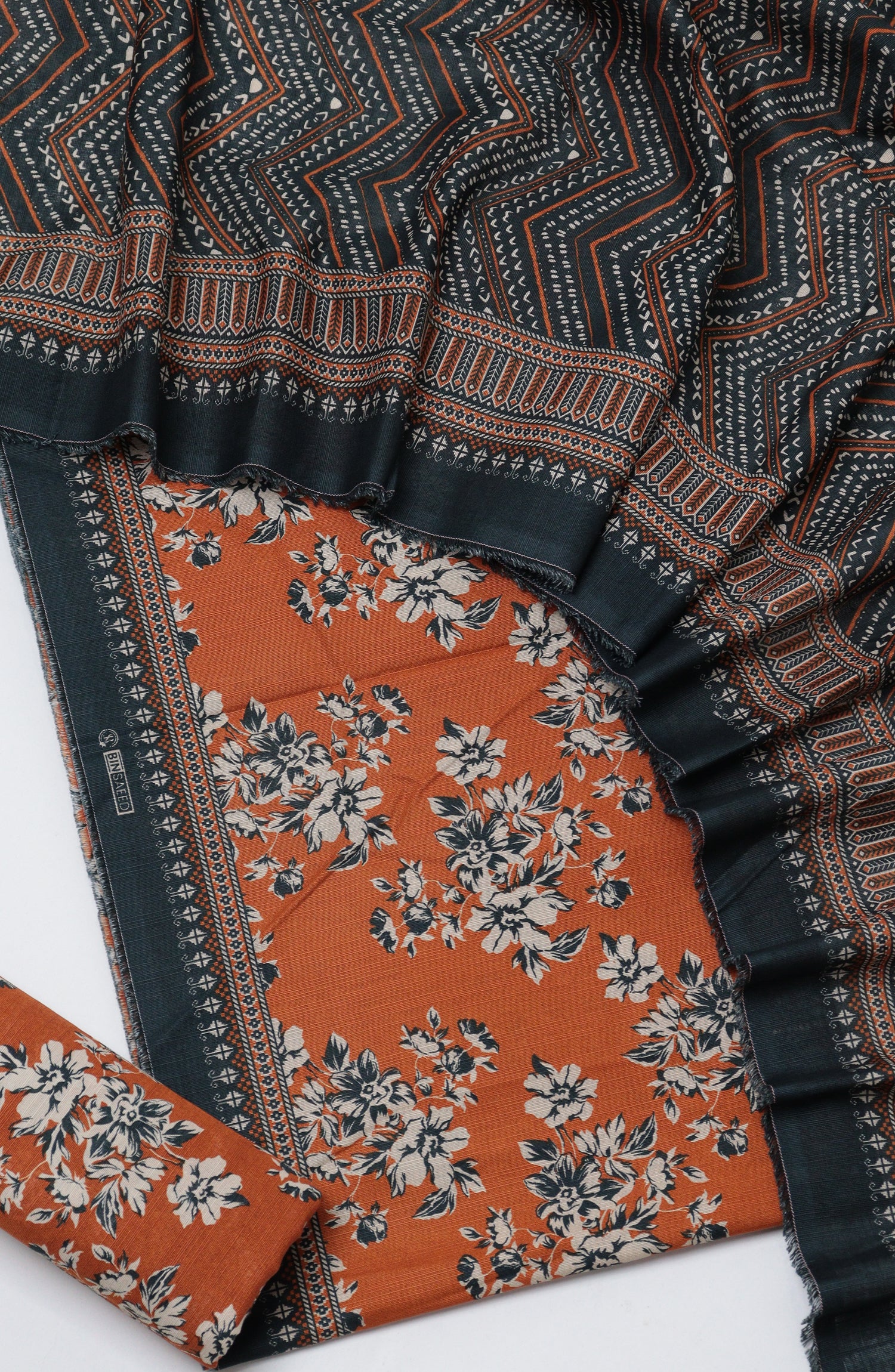Bin Saeed Printed Khaddar Unstitched 3 Piece Suit - D-06 - BS26KTR - Rust - Winter Collection