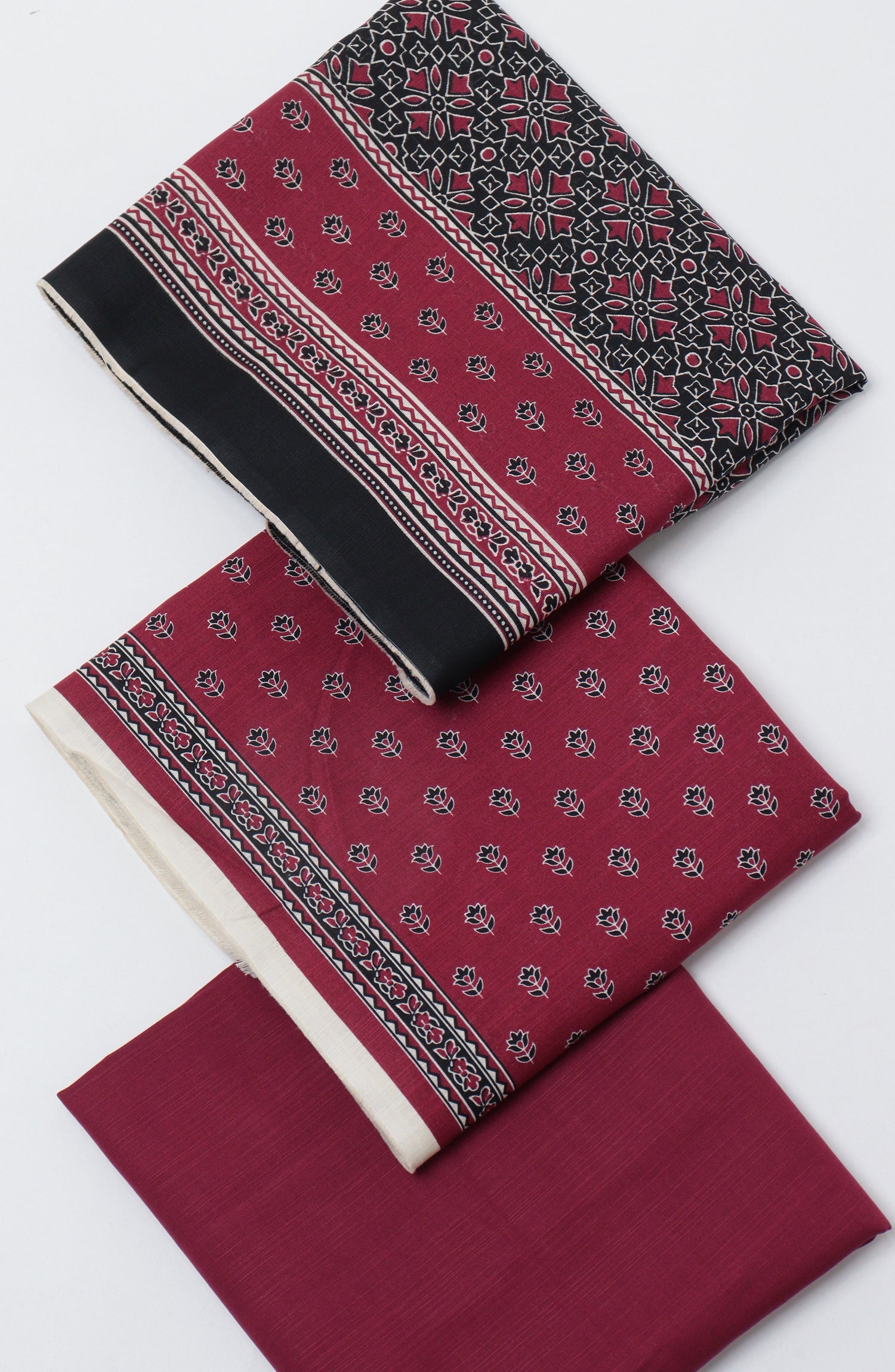 Bin Saeed Printed Khaddar Unstitched 3 Piece Suit - D-08 - BS26KTR - Red - Winter Collection