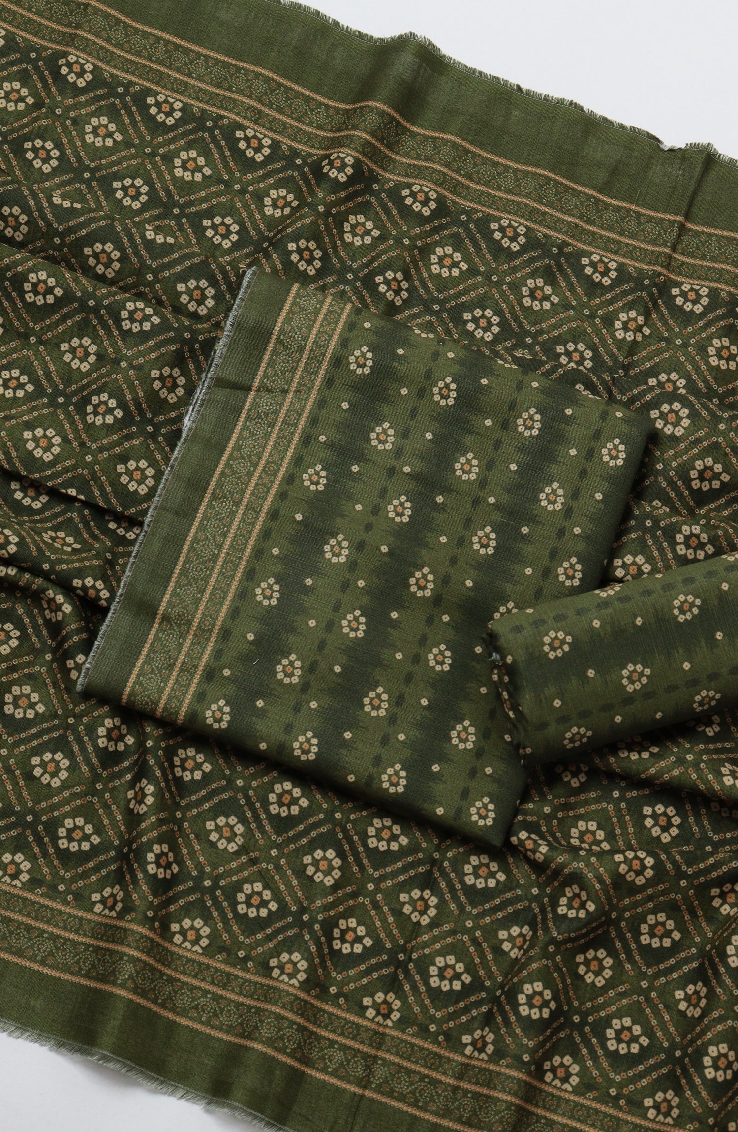 Bin Saeed Printed Khaddar Unstitched 3 Piece Suit - D-09 - BS26KTR - Green - Winter Collection