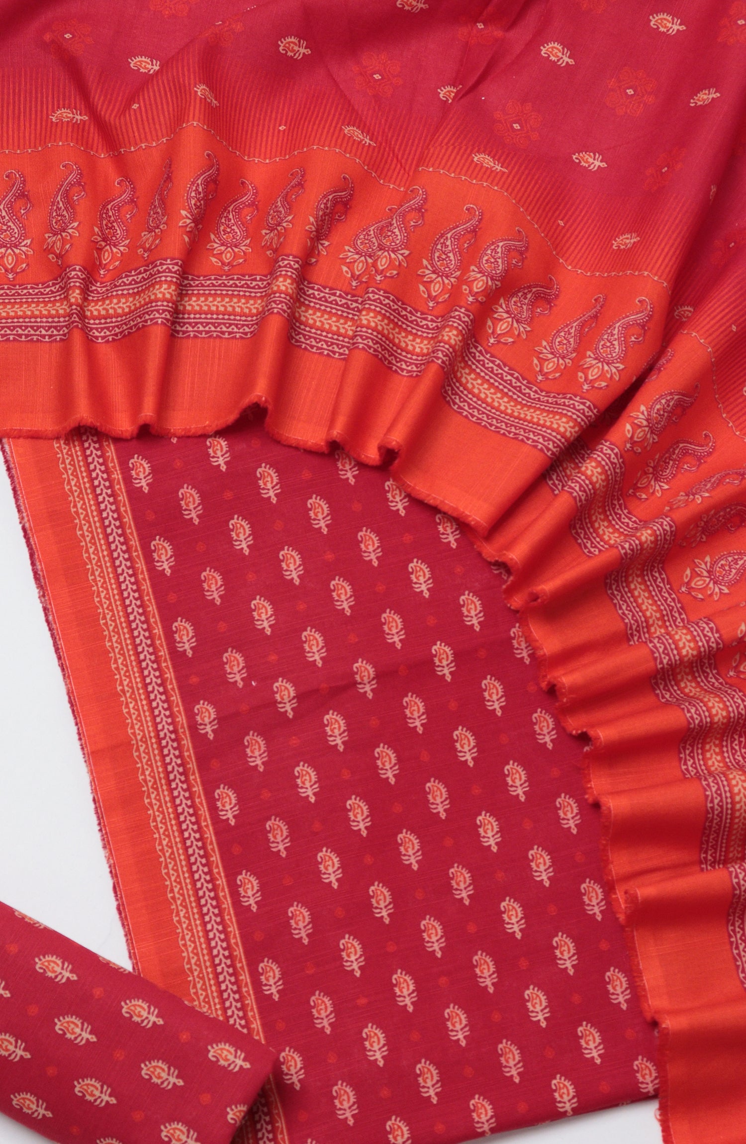 Bin Saeed Printed Khaddar Unstitched 3 Piece Suit - D-11 - BS26KTR - Red - Winter Collection