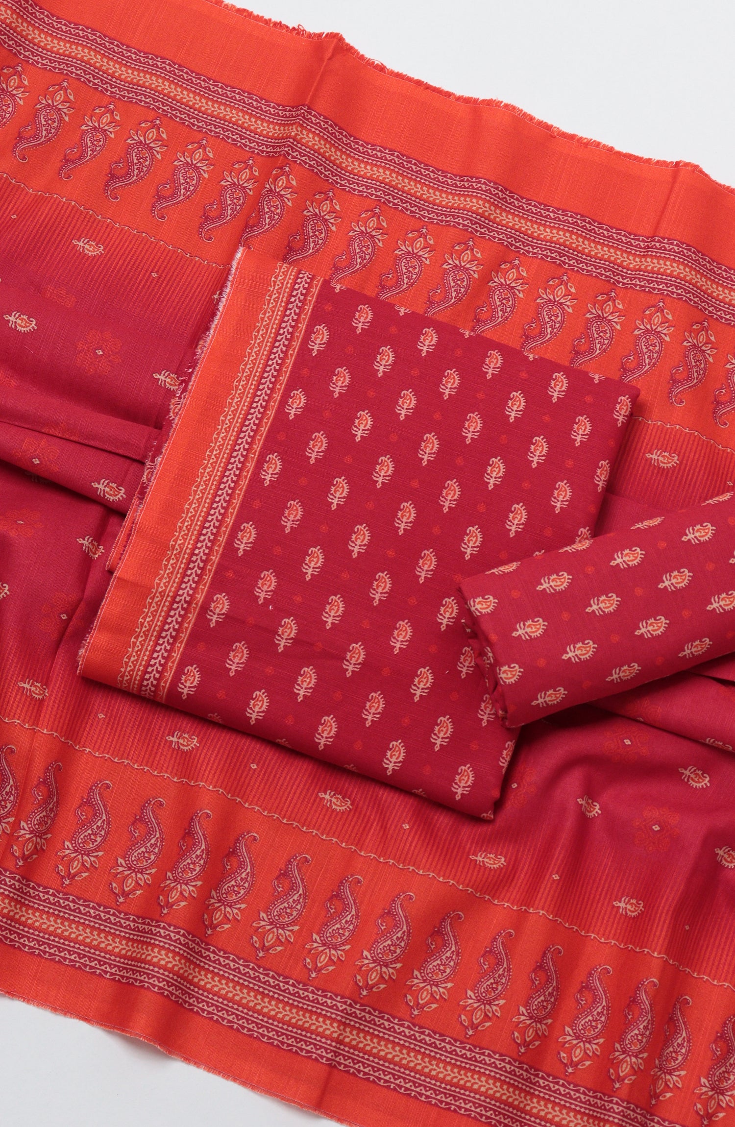 Bin Saeed Printed Khaddar Unstitched 3 Piece Suit - D-11 - BS26KTR - Red - Winter Collection