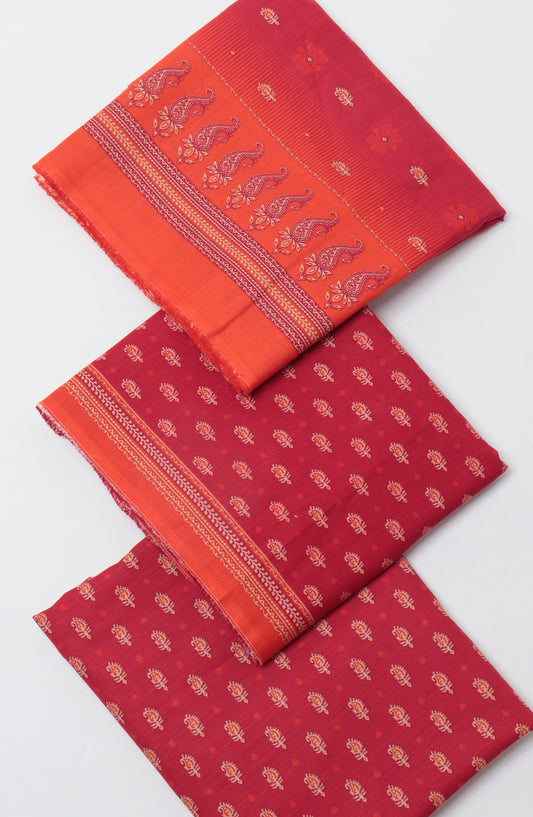 Bin Saeed Printed Khaddar Unstitched 3 Piece Suit - D-11 - BS26KTR - Red - Winter Collection