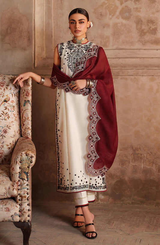 Bin Ilyas Amour Embroidered Lawn Unstitched 3 Piece Suit - 245-A - BL26AMR - Off White - Summer Collection
