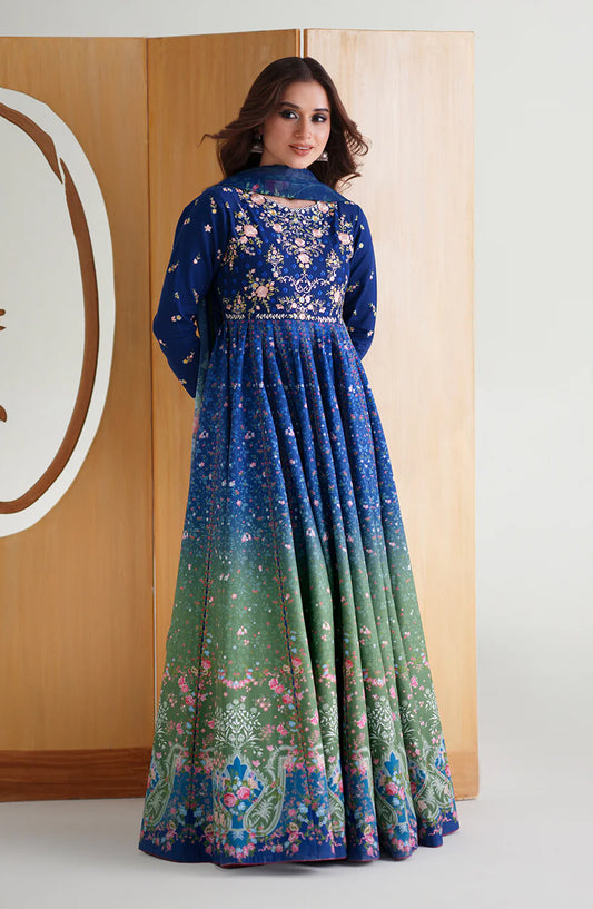 Bin Ilyas Amour Embroidered Lawn Unstitched 3 Piece Suit - 189-A - BL26AMR - Blue - Summer Collection