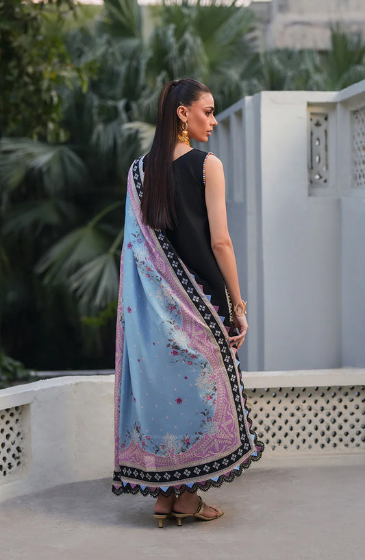Bin Ilyas Heritage Dore Embroidered Lawn Unstitched 3 Piece Suit - 171-B - BL26HRT - Black - Summer Collection